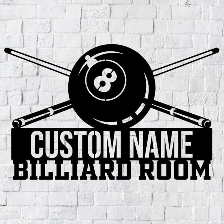 Personalized Billiards Metal Art Sign, Custom Billiards Sign