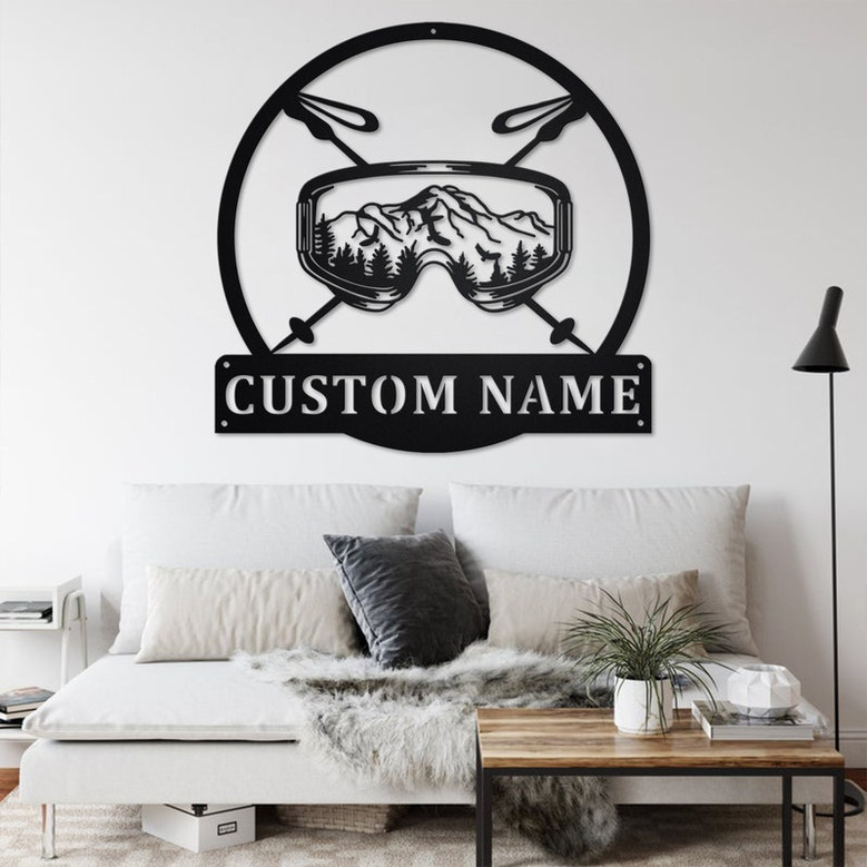 Custom Ski Goggles Metal Wall Art, Personalized Skier Name Sign Decoration For Room, Ski Goggles Home Decor, Custom Ski Goggles,Skiing Lover