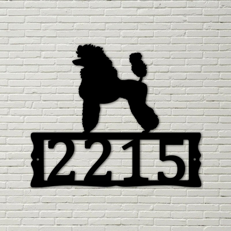 Dog House Numbers - Poodle Metal Address Plaque for House, Address Number, Metal Address Sign, House Numbers, Front Porch Address
