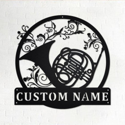 Custom French Horn Musical instrument Metal Wall Art, Personalized French Horn Teacher Name Sign Decoration For Room, French Horn Home Decor