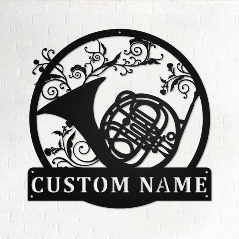 Custom French Horn Musical instrument Metal Wall Art, Personalized French Horn Teacher Name Sign Decoration For Room, French Horn Home Decor