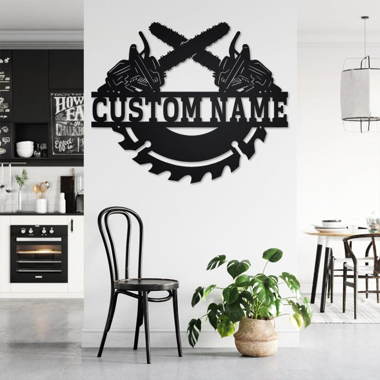 Custom Lumberjack Chainsaw Metal Wall Art, Personalized Lumberjack Name Sign Decoration For Room, Lumberjack Home Decor, Custom Lumberjack