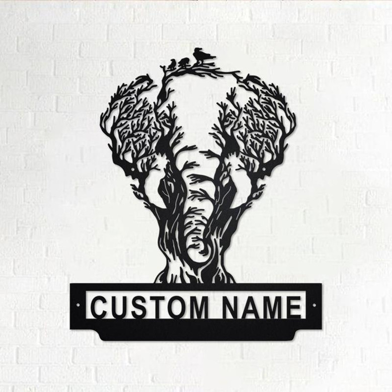 Custom Elephant Tree Metal Wall Art, Personalized Elephant Name Sign Decoration For Room, Elephant Home Decor, Custom Elephant, Elephant