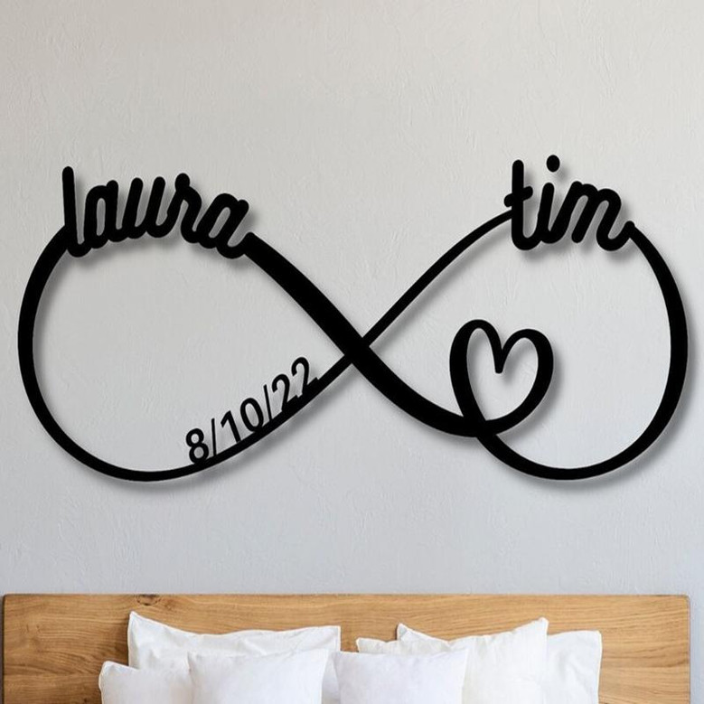 Personalized Infinity Metal Sign, Metal Established infinity Sign, Housewarming Gift, Door Hanger, Wedding Gift, Metal Monogram Sign