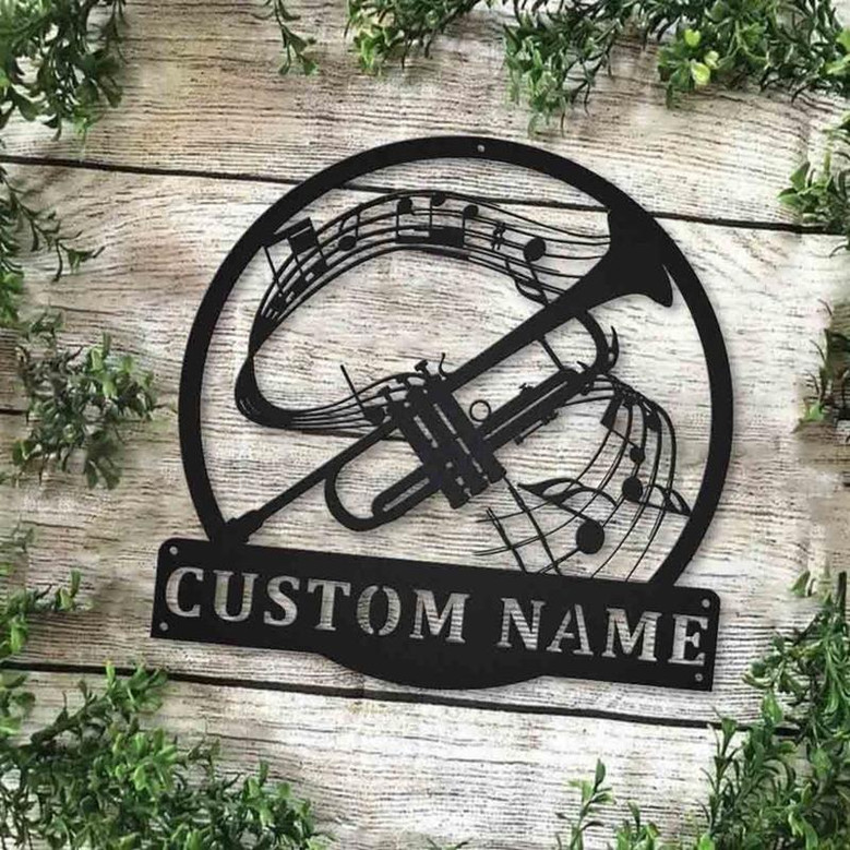 Personalized Trumpet Monogram Metal Sign Art | Custom Trumpet Monogram Metal Sign | Trumpet Gifts for Men | Trumpet Male Gift | Music Gift