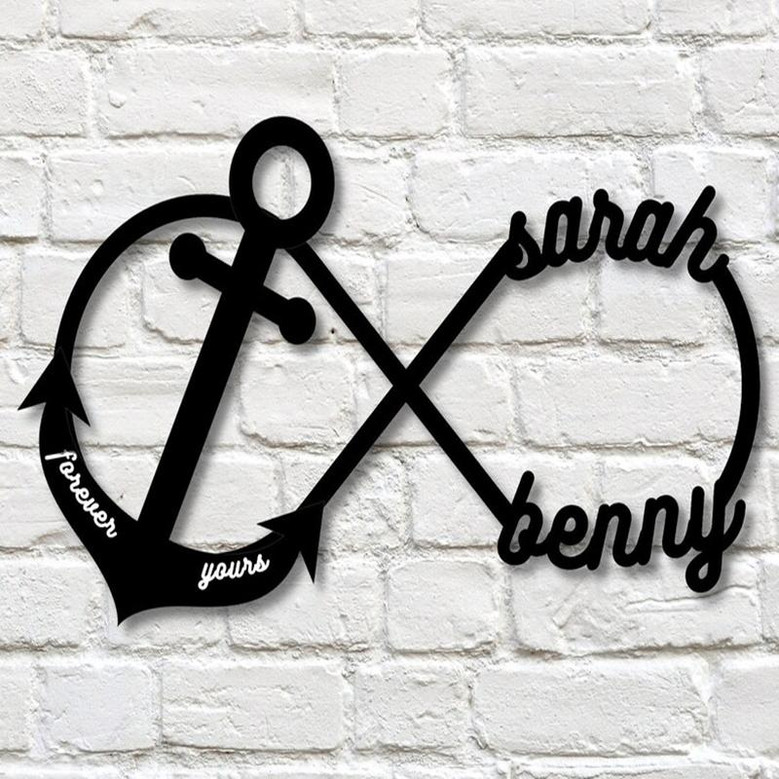 Personalized Infinity Anchor Metal Sign, Metal Established infinity Sign, Housewarming Gift, Door Hanger, Wedding Gift, Metal Monogram Sign