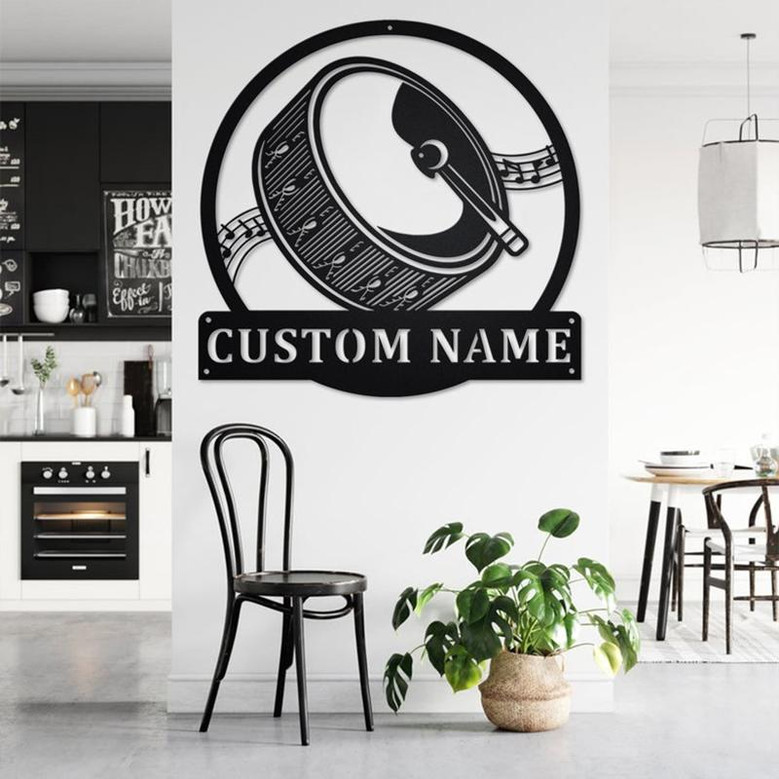 Custom Drums Musical Instrument Metal Wall Art, Personalized Drums Teacher Name Sign Decoration For Room, Drums Home Decor, Custom Drums
