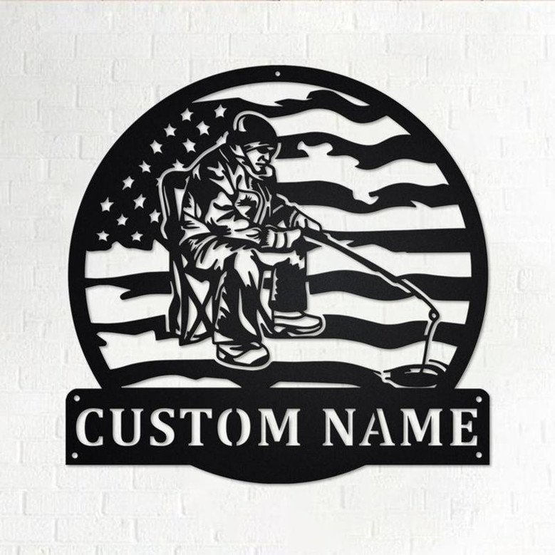 Custom Ice Fishing Metal Wall Art, Personalized Ice Fishing Name Sign Decoration For Room, Ice Fishing Home Decor, Custom Ice Fishing