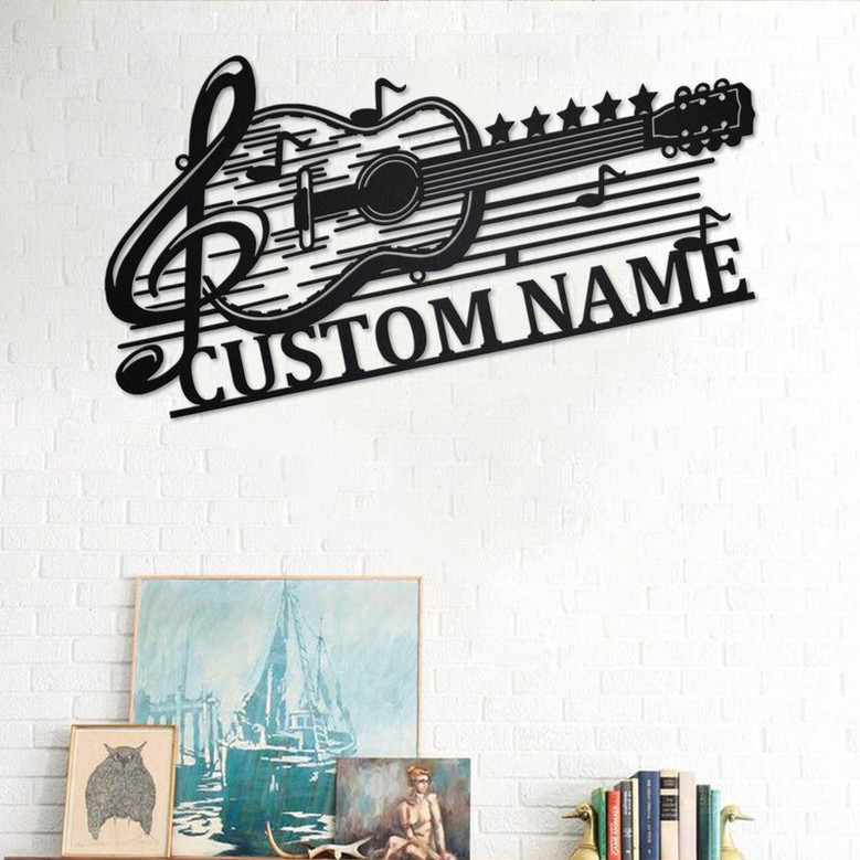 Custom Guitar Musical Metal Wall Art, Personalized Guitar Name Sign Decoration For Room, Guitar Home Decor, Custom Guitar, Guitar Lover Gift