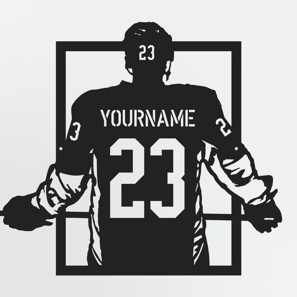 Personalized Metal Hockey Player Sign With Custom Jersey Name & Number