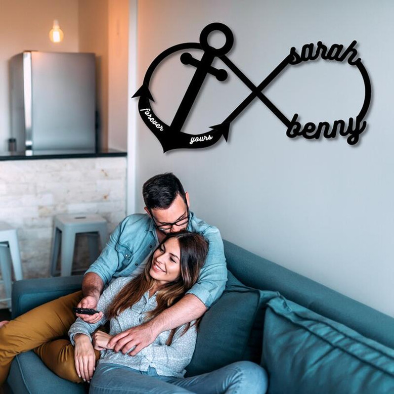 Personalized Infinity Anchor Metal Sign, Metal Established infinity Sign, Housewarming Gift, Door Hanger, Wedding Gift, Metal Monogram Sign