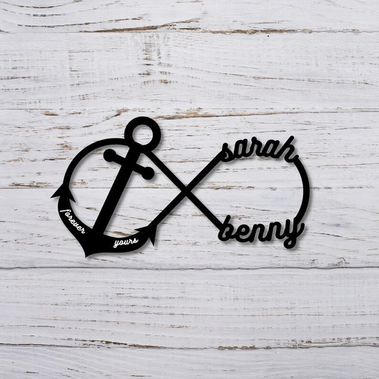 Personalized Infinity Anchor Metal Sign, Metal Established infinity Sign, Housewarming Gift, Door Hanger, Wedding Gift, Metal Monogram Sign