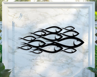 School of Fish Metal Wall Art, Unique Home Decor, Interior Wall Art, Family Fish Decor
