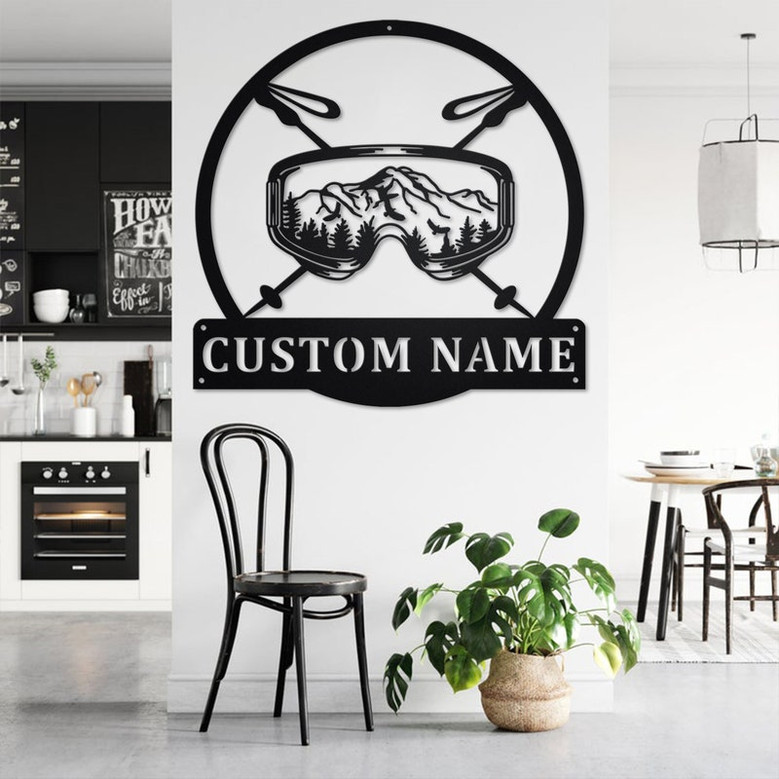 Custom Ski Goggles Metal Wall Art, Personalized Skier Name Sign Decoration For Room, Ski Goggles Home Decor, Custom Ski Goggles,Skiing Lover