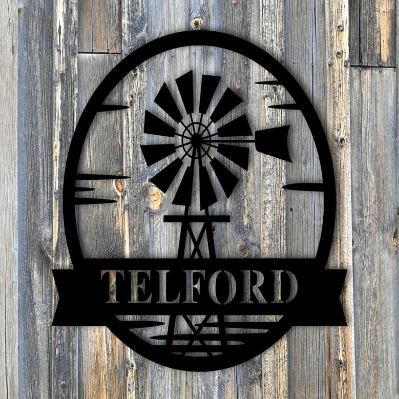 Personalized Windmill Wall Decor Personalized Windmill Sign Custom Windmill Decor Metal Family Name Sign Last Name Farmhouse Decor Farm Sign