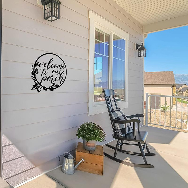 Welcome To Our Porch Metal Sign for Kitchen Farmhouse Home Office