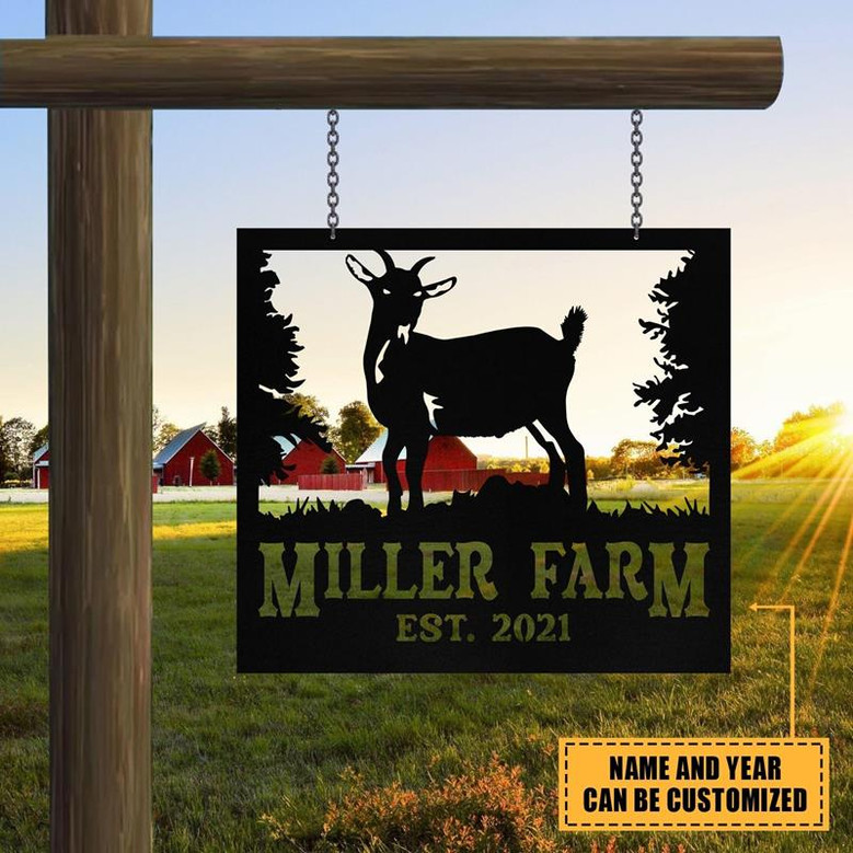 Personalized Metal Farm Sign Pygmy Goat Monogram Custom Outdoor Farmhouse Front Gate Ranch Stable Wall Decor Art Gift