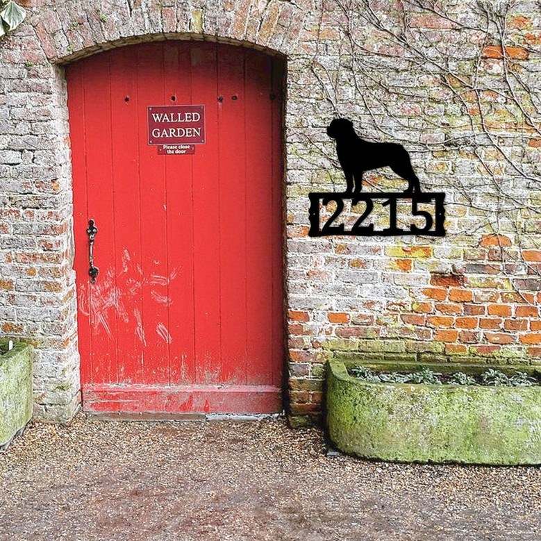 Dog House Numbers - Rottweiler Metal Address Plaque for House, Address Number, Metal Address Sign, House Numbers, Front Porch Address