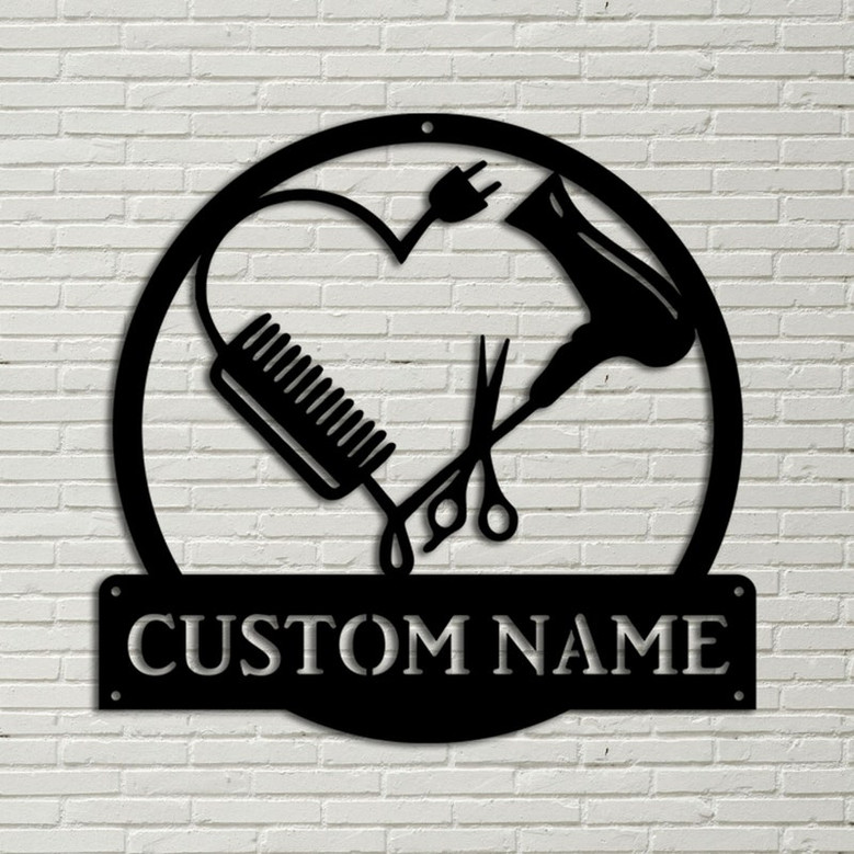 Personalized Barber Hair Stylist Metal Sign Art Custom Hair Stylist Monogram Metal Sign Hair Stylist Gifts Job Gift Hair Salon Gift