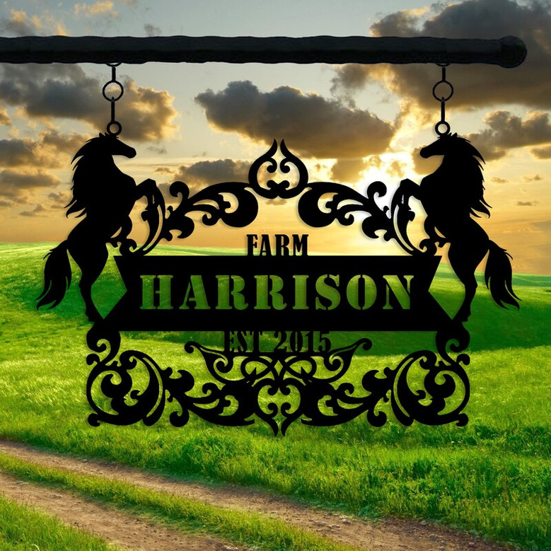 Custom Metal Horse Ranch Sign, Personalized Farm Name Sign, Unique Custom metal Sign