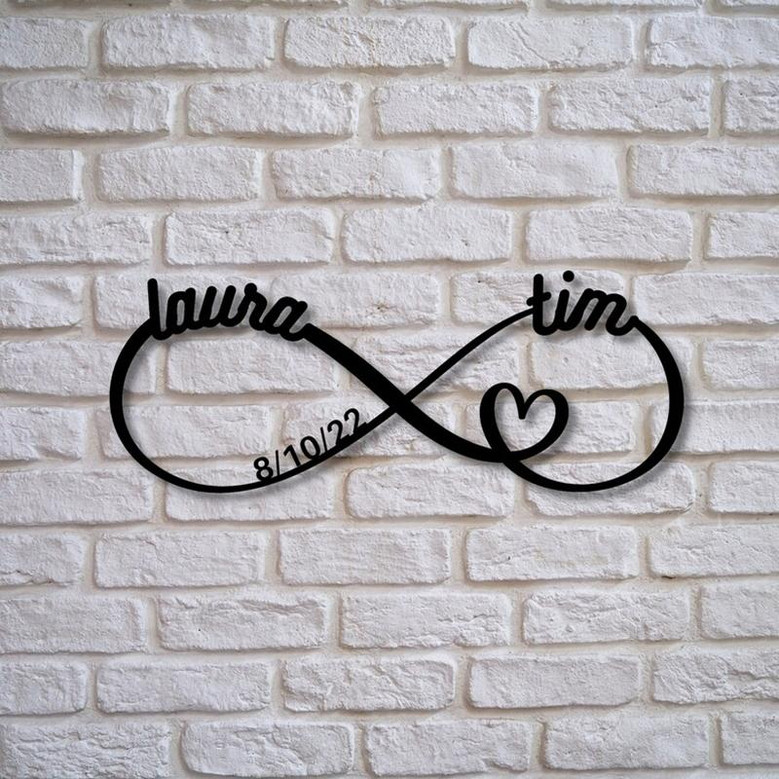 Personalized Infinity Metal Sign, Metal Established infinity Sign, Housewarming Gift, Door Hanger, Wedding Gift, Metal Monogram Sign