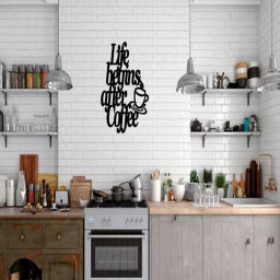Life Begins After Coffee Wall Hanging Metal Coffee Sign Kitchen Decor Coffee Bar Sign Farmhouse Decor Coffee Lover