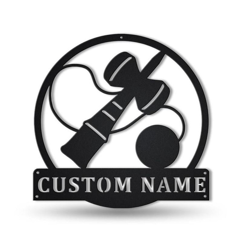Personalized Kendama Monogram Metal Sign Art , Custom Kendama Metal Sign, Kendama Lover Sign Decoration For Living Room