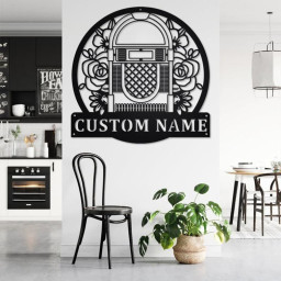 Custom Jukebox Musical Instrument Metal Wall Art, Personalized Jukebox Teacher Name Sign Decoration For Room, Jukebox Home Decor, Jukebox