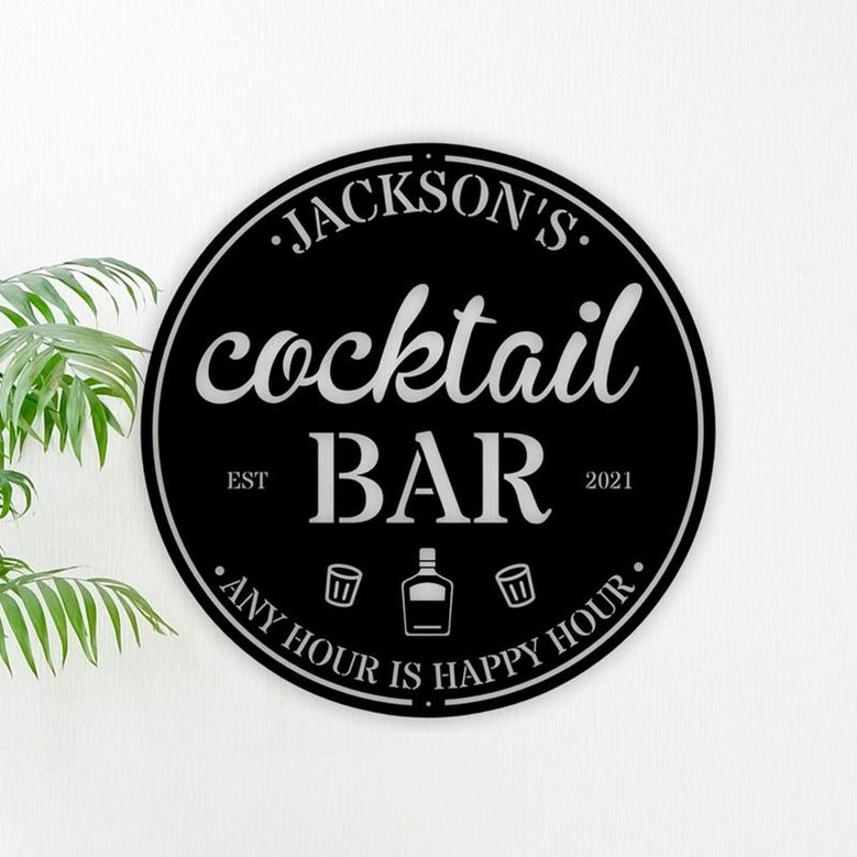 Cocktail Bar, Bar Signs, Personalized Bar Sign, Personalized Signs, Bar Decor, Man Cave, Metal Sign, Father&#39;s Day Gift, Custom Bar Sign