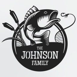 Fish Chasing Hook Personalized Metal Wall Art, Custom Metal Sign With Family Name