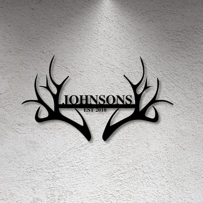 Deer Sign Metal Name Antler Sign Gift For Hunter Farmhouse Decor Christmas Gift For Him Deer Decor Buck Hunter Sign Antler Sign