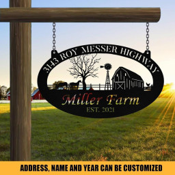 Personalized Metal Farm Sign Horse Chicken Monogram Custom Outdoor Farmhouse Front Gate Ranch Stable Wall Decor Art Gift