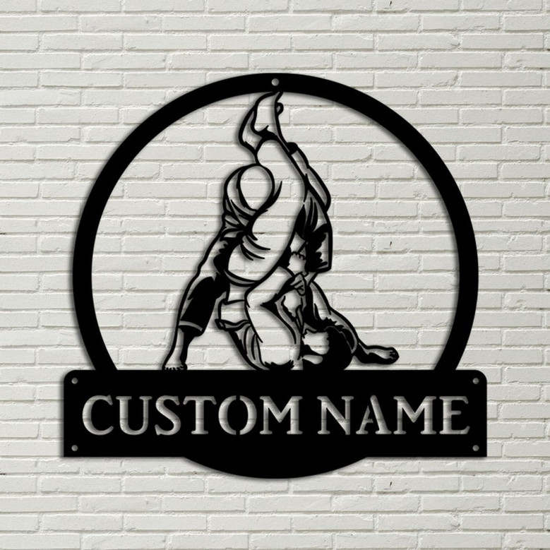 Personalized Brazilian Jiu Jitsu Monogram Metal Sign Art, Custom Jiu Jitsu Metal Sign, Hobbie Gifts, Sport Gift, Birthday Gift