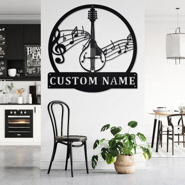 Custom Mandolin Musical Instrument Metal Wall Art, Personalized Mandolin Teacher Name Sign Decoration For Room, Mandolin Home Decor,Mandolin