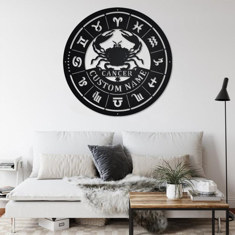 Custom Cancer Zodiac Metal Wall Art, Personalized Cancer Zodiac Name Sign Decoration For Room, Horoscope Home Decor, Custom Cancer Zodiac