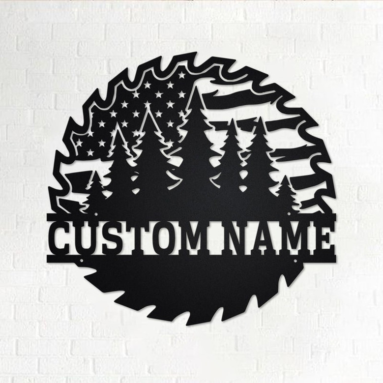 Custom US Lumberjack Saw Blade Truck Metal Wall Art, Personalized Logger Name Sign Decoration For Room, Lumberjack Home Decor, Custom Logger