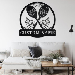 Custom Maracas Musical Instrument Metal Wall Art, Personalized Maracas Teacher Name Sign Decoration For Room, Maracas Home Decor, Maracas