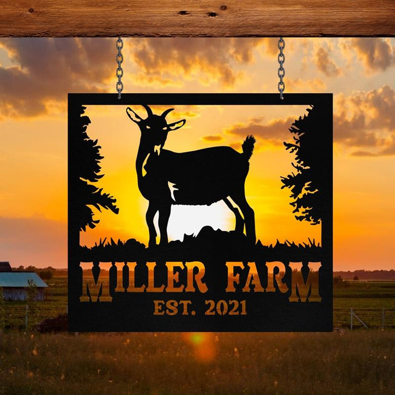 Personalized Metal Farm Sign Pygmy Goat Monogram Custom Outdoor Farmhouse Front Gate Ranch Stable Wall Decor Art Gift