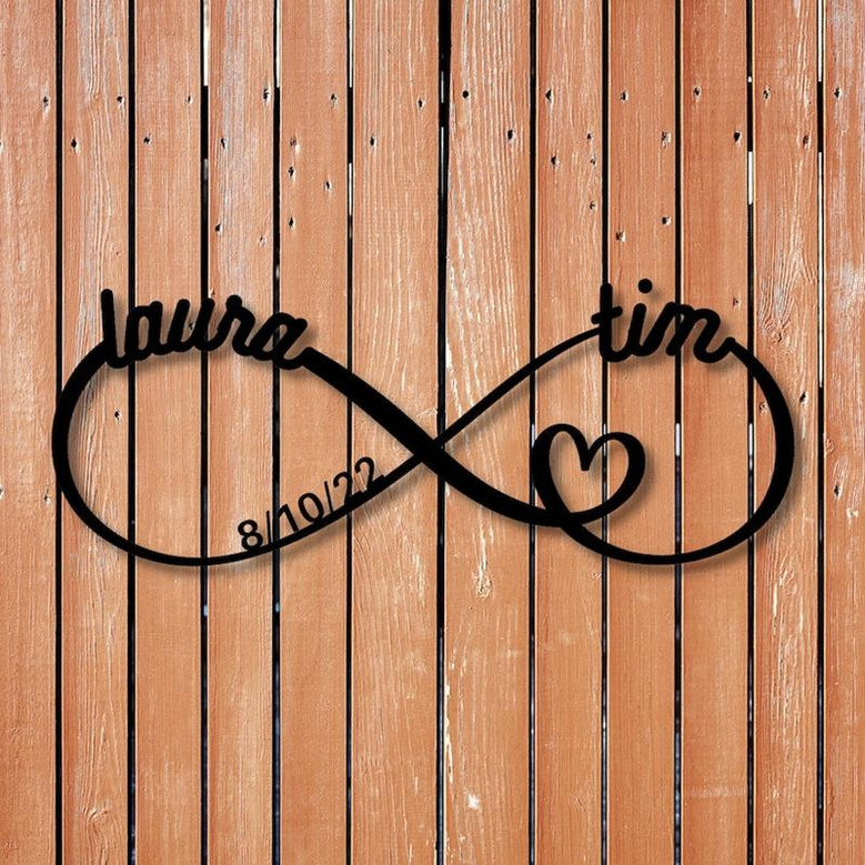 Personalized Infinity Metal Sign, Metal Established infinity Sign, Housewarming Gift, Door Hanger, Wedding Gift, Metal Monogram Sign