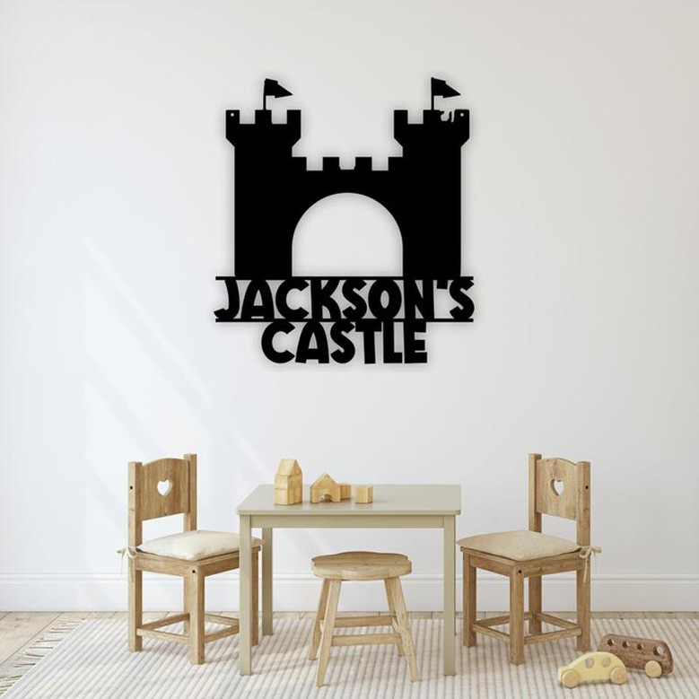 Personalized Castle Metal Sign for Playhouse, Treehouse Sign, Clubhouse Sign, Kids Decor, Playroom Decor, Custom Name Metal Sign,