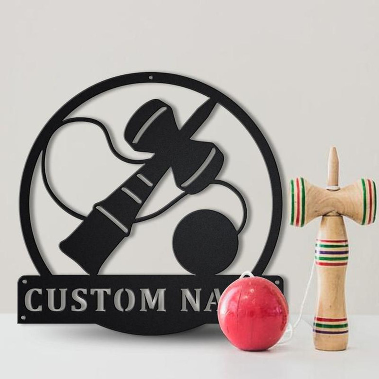 Personalized Kendama Monogram Metal Sign Art , Custom Kendama Metal Sign, Kendama Lover Sign Decoration For Living Room
