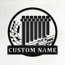 Custom Pan Flute Musical instrument Metal Wall Art, Personalized Pan Flute Teacher Name Sign Decoration For Room, Pan Flute Home Decor