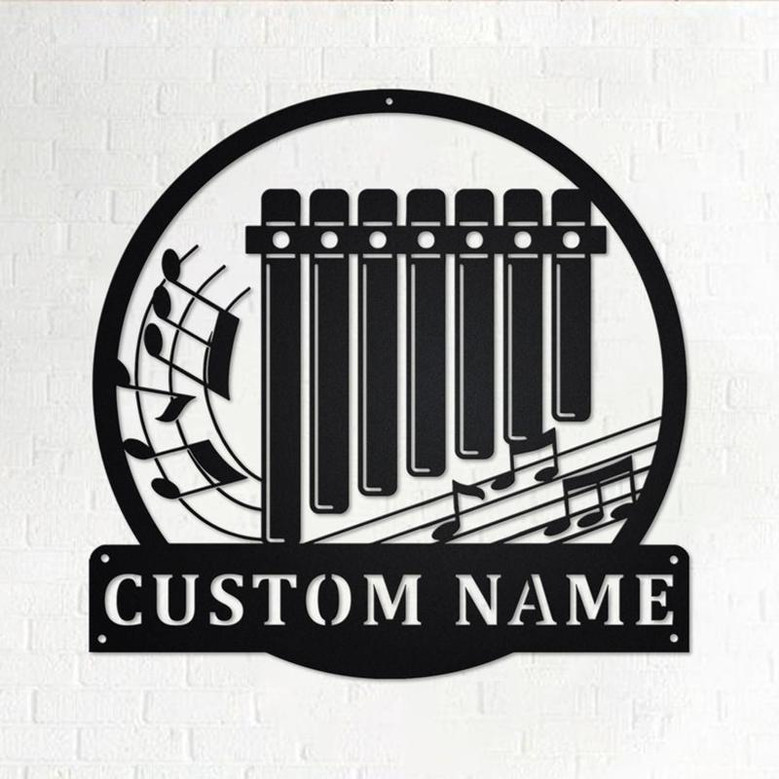 Custom Pan Flute Musical instrument Metal Wall Art, Personalized Pan Flute Teacher Name Sign Decoration For Room, Pan Flute Home Decor