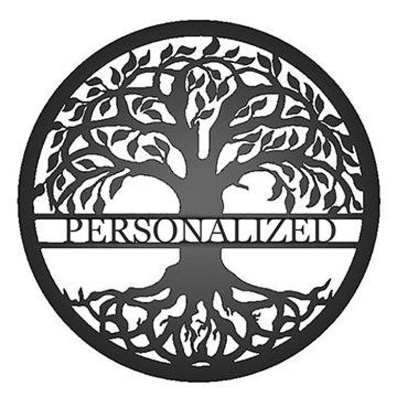 Tree of Life with Personalized Name Metal Sign - Custom Family Name Monogram - Metal Monogram Tree