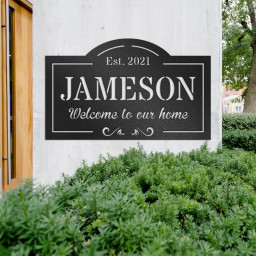 Metal Classic Sign With 3-Lines Of Custom Text, Personalized Plaque