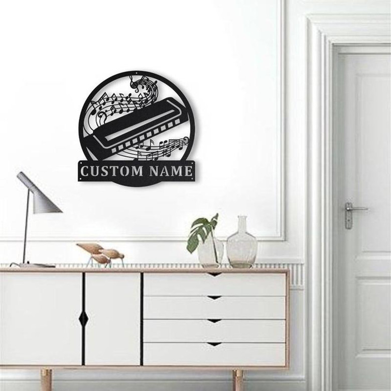 Personalized Harmonica Monogram Metal Sign Art | Custom Harmonica Monogram Metal Sign | Musical Instrument Gift | Music Gift
