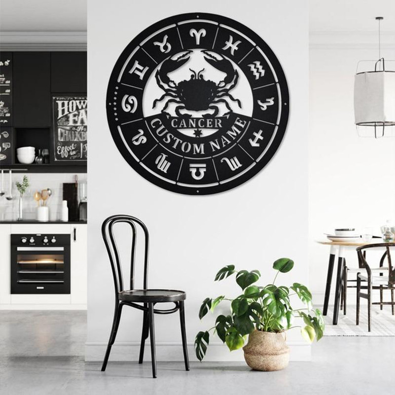Custom Cancer Zodiac Metal Wall Art, Personalized Cancer Zodiac Name Sign Decoration For Room, Horoscope Home Decor, Custom Cancer Zodiac