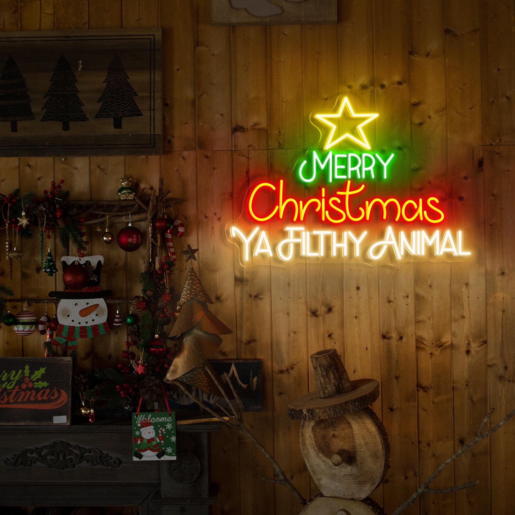 Merry Christmas Ya Filthy Animal LED Neon Sign Christmas Decor Light Christmas Tree Neon Sign Merry Christmas Neon Sign Christmas Neon Light