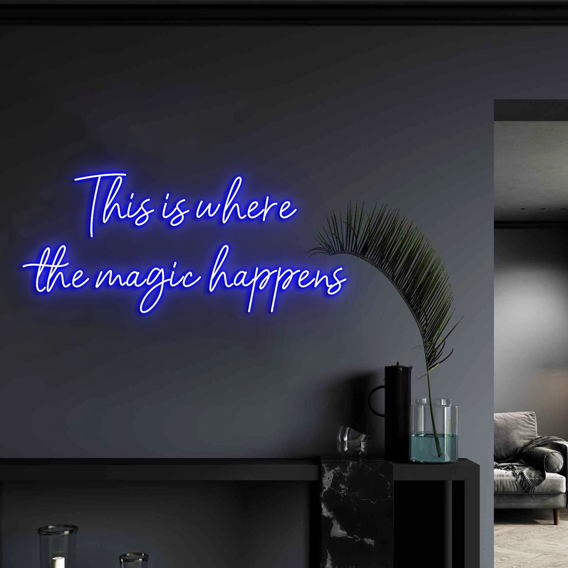 This is where magic happens Neon Sign, Custom Neon Sign Wall Decor Art, Quote Wall Sign Decor