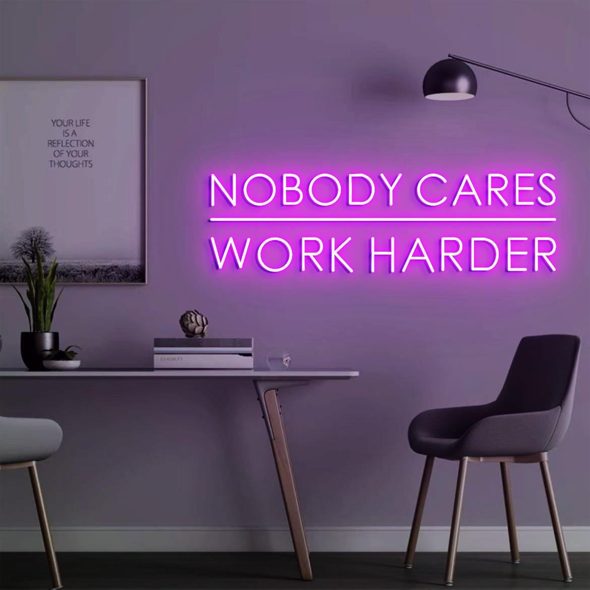 Nobody Cares Work Harder Sign, office Wall Sign, Home Gym Design Decor Idea, Christmas Gift for Husband, Neon Sign Gym Decor Idea